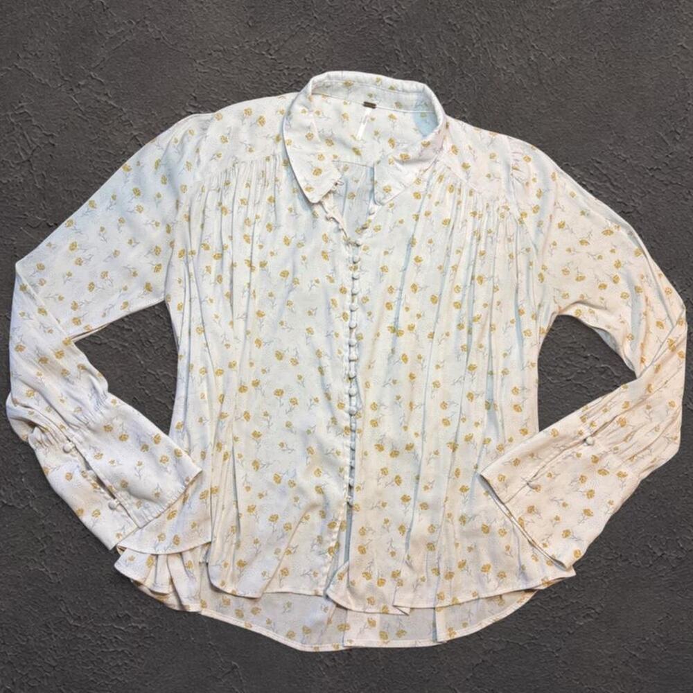 Free people floral pintuck blouse